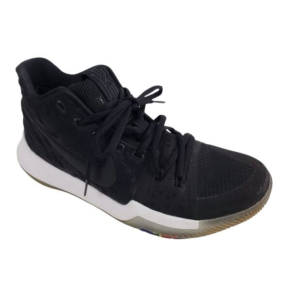 Nike Zoom Kyrie III 3 Basketball Shoes Lace Up Mid Rise Black on Black 8M - Picture 1 of 15